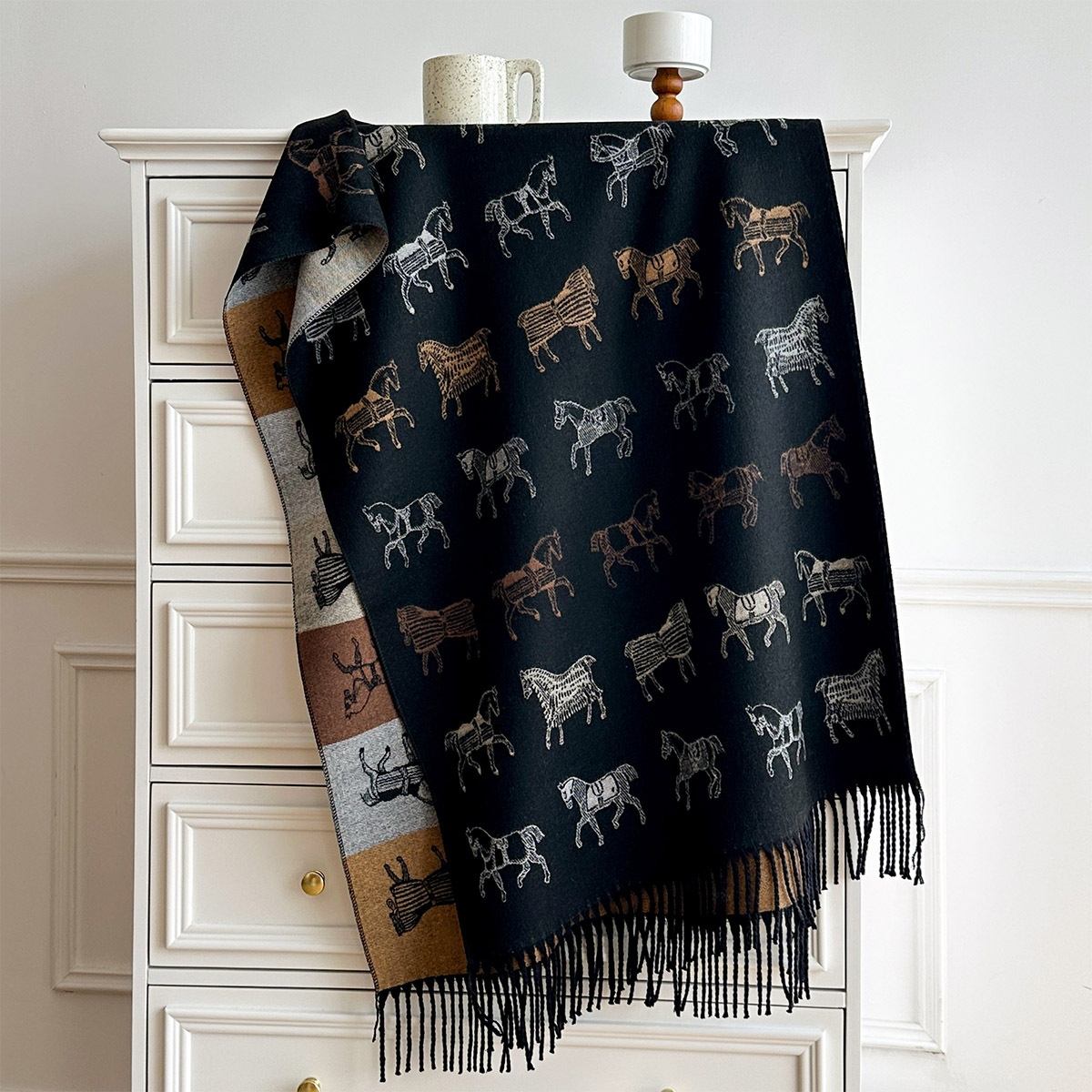 Zimowy szal damski, luksusowy  – Woven Scarf Blanket recenzja i cena